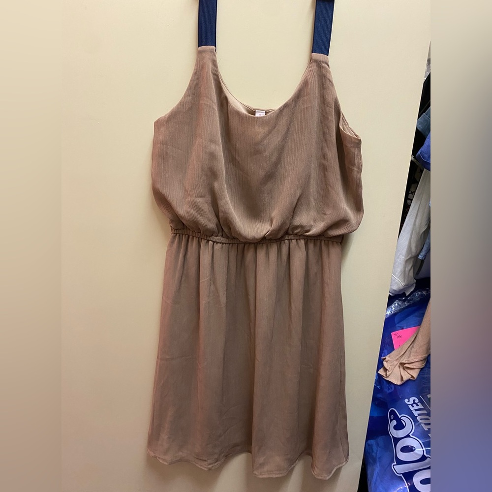 Beige dress with navy straps